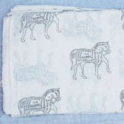 Hand Block Horse Printed Sanganeri Cotton Running Fabric - CraftJaipur